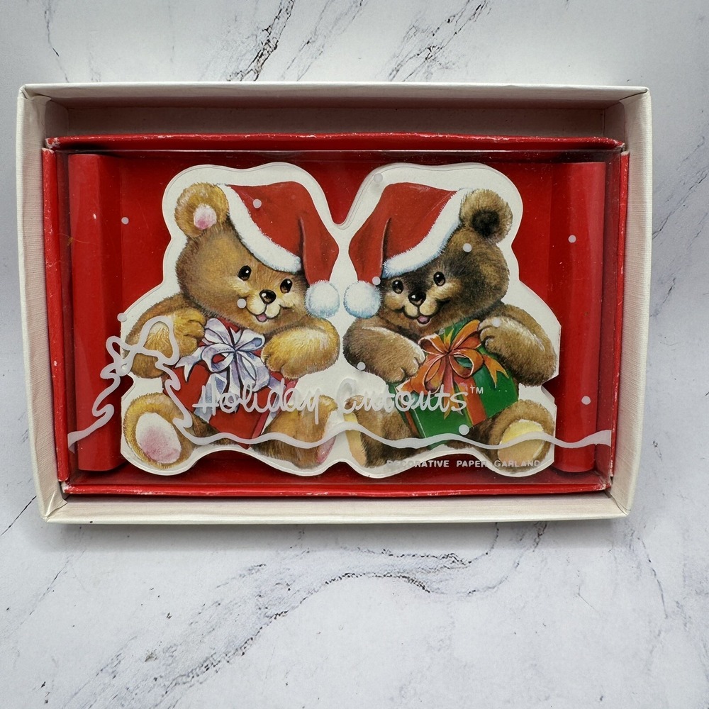 Vintage Russ Teddy Bear Holiday Cutouts Decorative Paper Garland